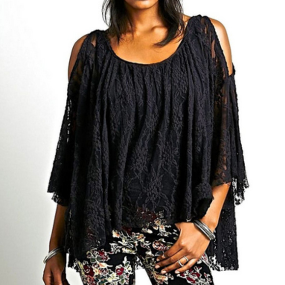 Free People Tops - Free People Lost in Austin Lace Open Shoulder Top